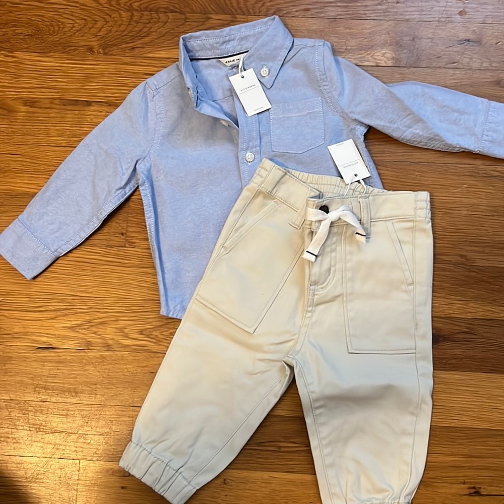 Janie and Jack, baby boy pants and button down, 6-12 months